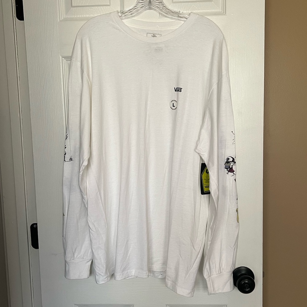 VANS x Disney The Nightmare Before Christmas Long Sleeve T Shirt   White. Size L